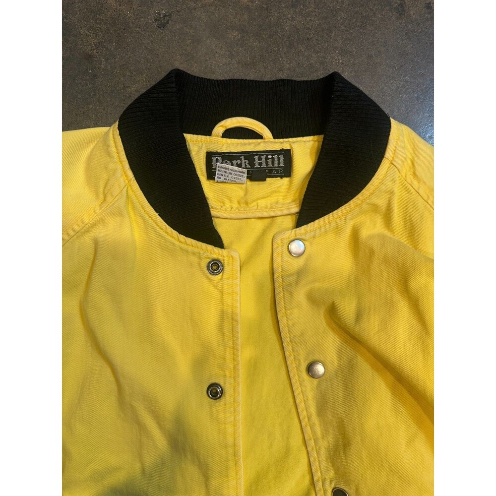 Vintage Yellow Bomber Jacket Large Snap Varsity Style Jacket Park Hill Mens - Picture 7 of 8